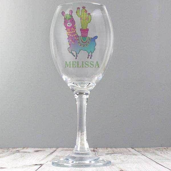 Personalised Llama Wine Glass - Myhappymoments.co.uk