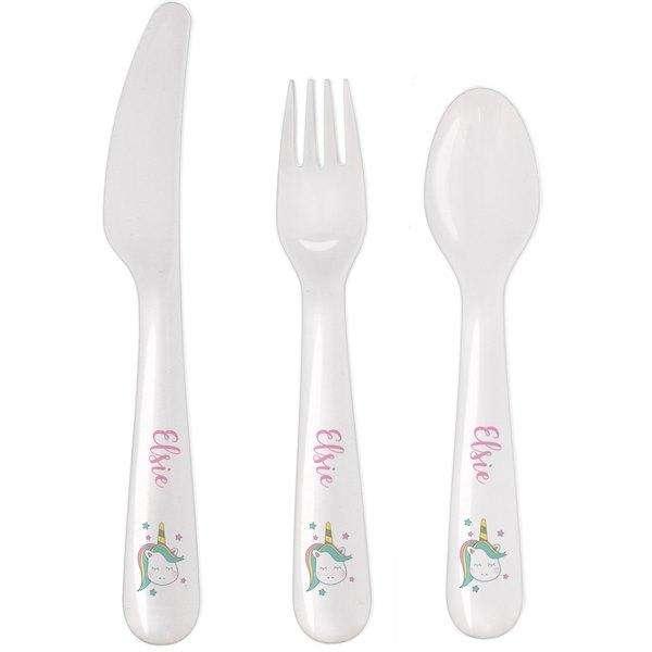 Personalised Baby Unicorn Plastic Cutlery - Myhappymoments.co.uk