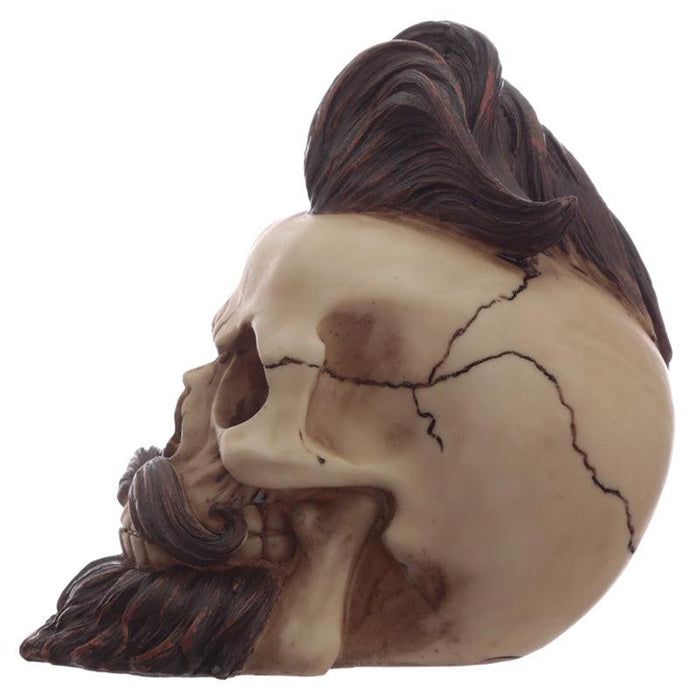 Hipster Mohican Skull Ornament with Beard and Styled Hair