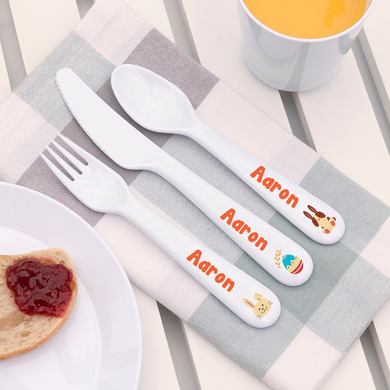 Personalised Children's Spring Bunny Cutlery Set