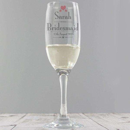 Personalised Decorative Wedding Female Glass Flute - Myhappymoments.co.uk
