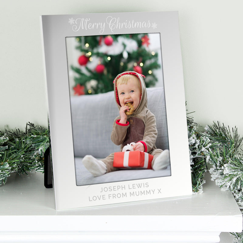Personalised Merry Christmas Silver 5x7 Photo Frame