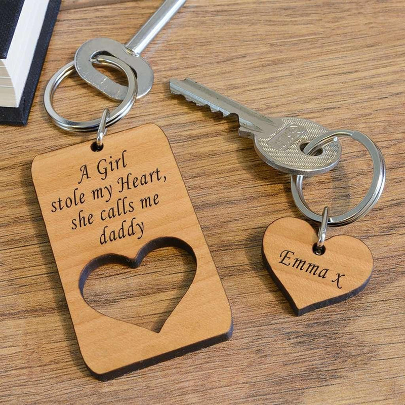 Personalised A Girl Stole My Heart She Calls Me Daddy Keyring