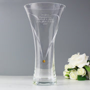 Engraved Large Hand Cut Gold Diamante Heart Vase