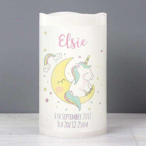 Personalised Baby Unicorn Nightlight LED Candle - Myhappymoments.co.uk