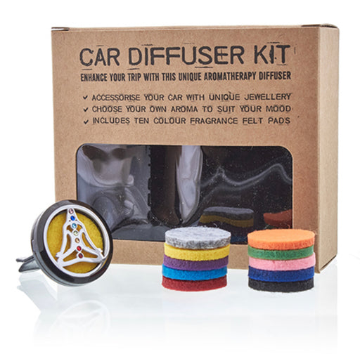 Aromatherapy Car Diffuser Kit - Pewter Yoga Chakra - 30mm