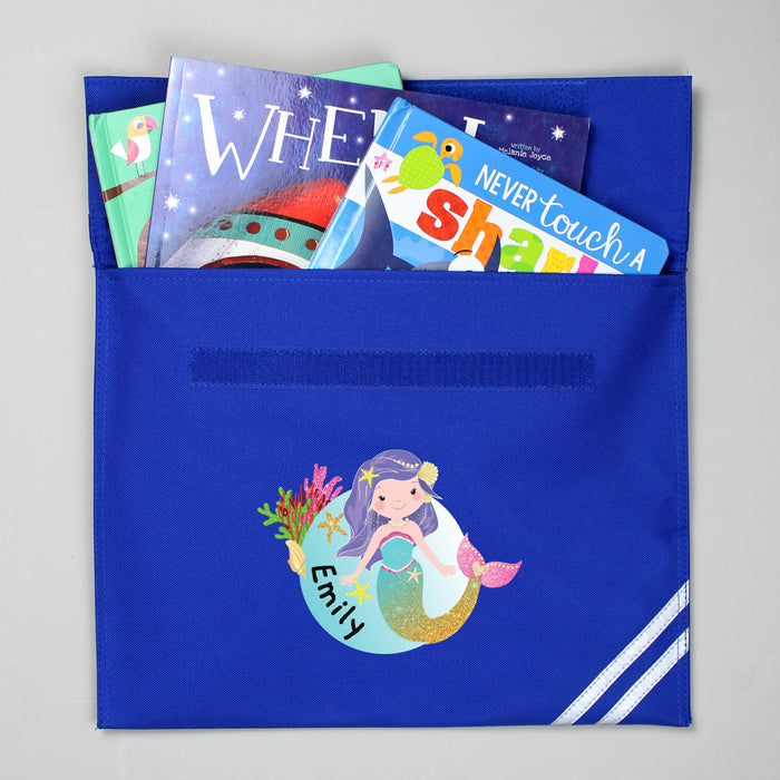 Personalised Mermaid Blue Book Bag