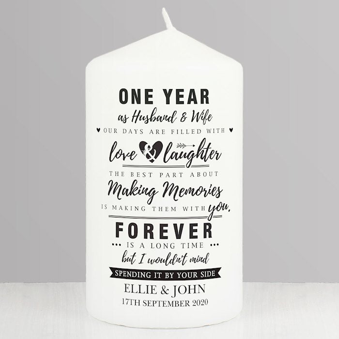 Personalised Anniversary Pillar Candle