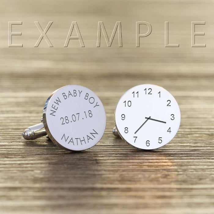Engraved Special Time Clock Message Cufflinks