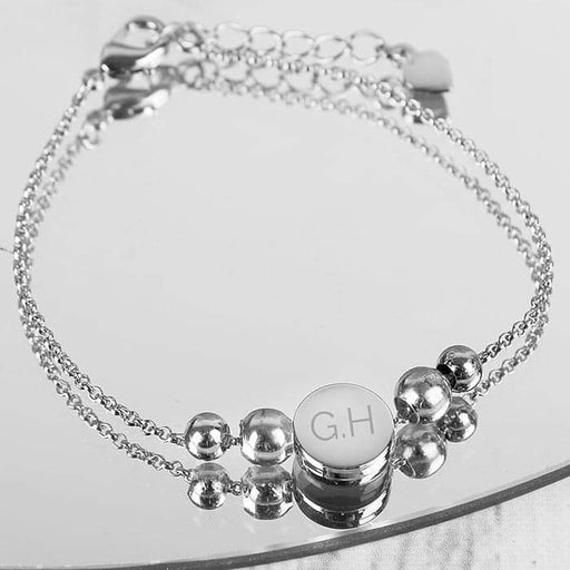 Personalised Silver Plated Initials Disc Bracelet - Myhappymoments.co.uk