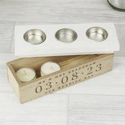 Personalised Wedding Day Triple Tea Light Box