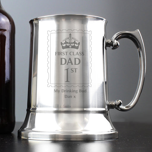 Personalised 1st Class Stainless Steel Tankard
