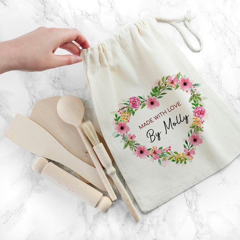 Personalised Kids Flower Wreath Made WIth Love Baking Set