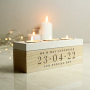 Personalised Wedding Day Triple Tea Light Box