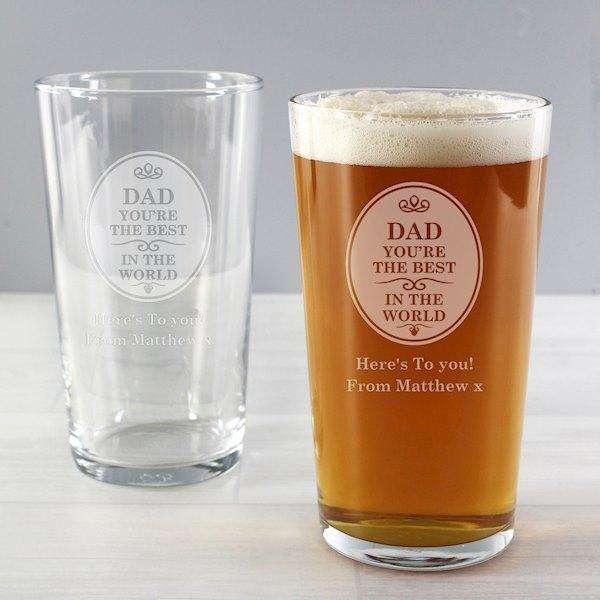 Personalised The Best in the World Pint Glass - Myhappymoments.co.uk
