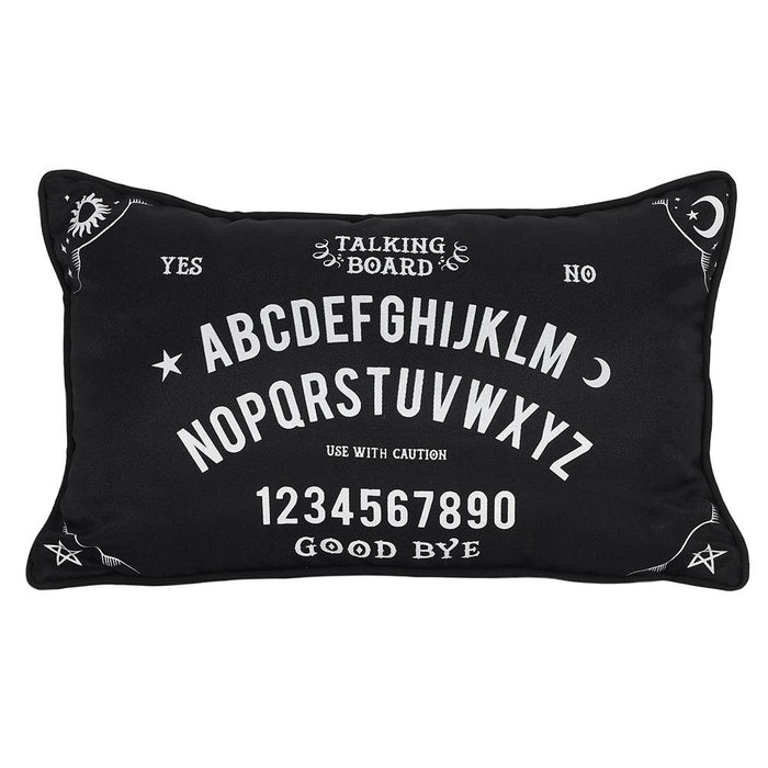 Small Rectangular Black and White Ouija Board Cushion