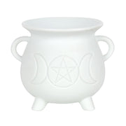 White Triple Moon Cauldron Oil Burner