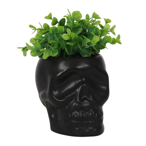 Black Skull Shaped Plant Pot