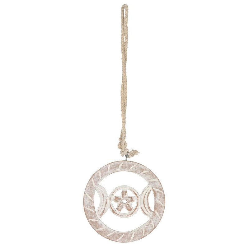 White Wooden Hanging Triple Moon