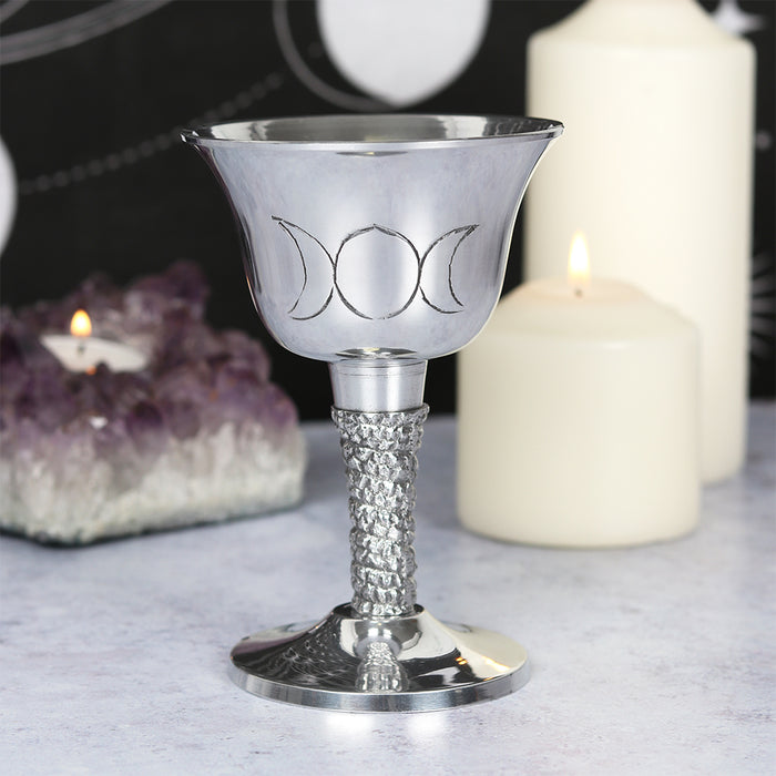 Silver Metal Triple Moon Chalice