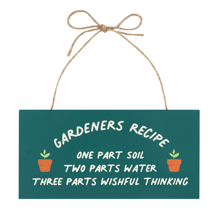 Gardeners Recipe Hanging Sign