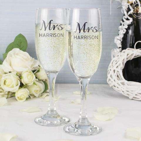 Personalised Classic Champagne Flute Set - Myhappymoments.co.uk