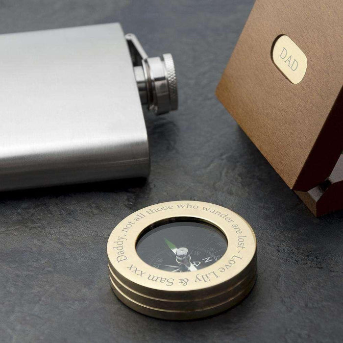 Personalised Brass Travellers Compass & Box
