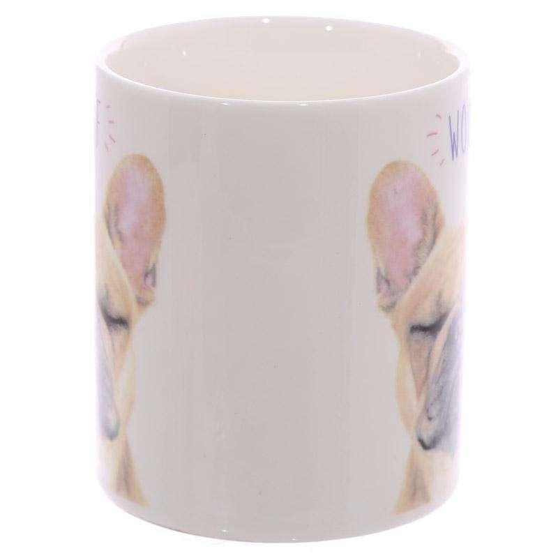 Novelty WOOF French Bulldog Mug - Myhappymoments.co.uk