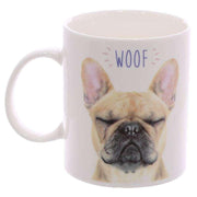 Novelty WOOF French Bulldog Mug - Myhappymoments.co.uk