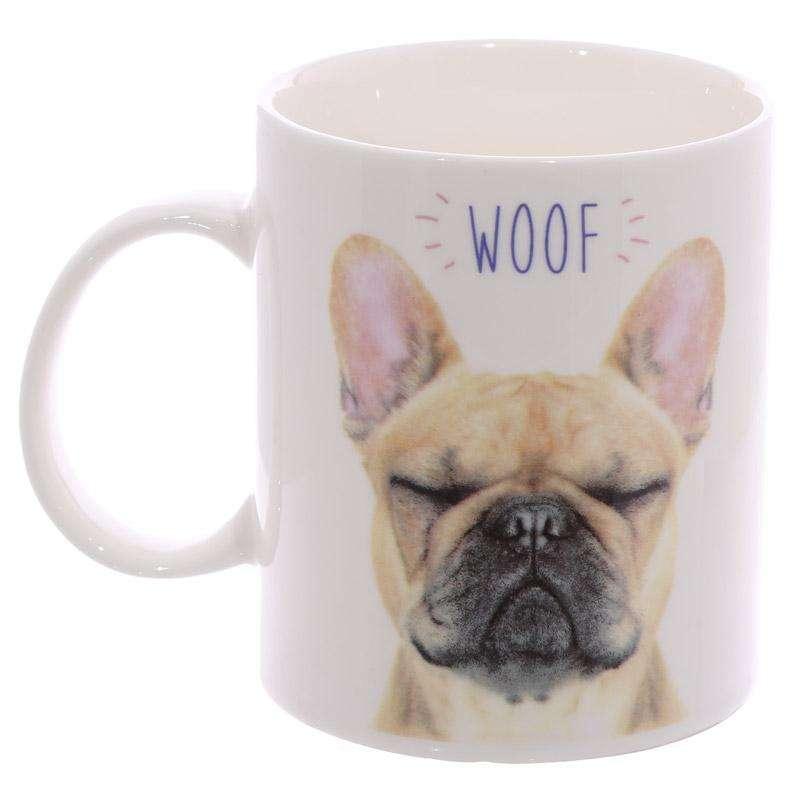Novelty WOOF French Bulldog Mug - Myhappymoments.co.uk