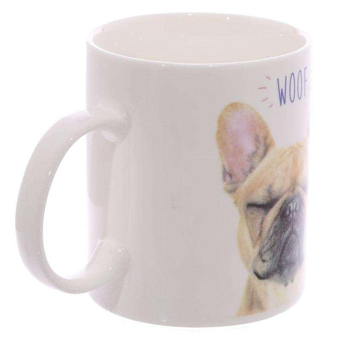 Novelty WOOF French Bulldog Mug - Myhappymoments.co.uk