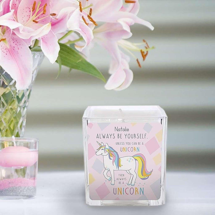 Always Be A Unicorn Square Scented Candle - A perfect gift for UNICORN lovers! - Myhappymoments.co.uk