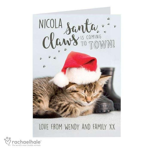 Personalised Rachael Hale Santa Claws Christmas Cat Card - Myhappymoments.co.uk