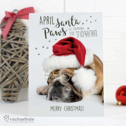 Personalised Rachael Hale Santa Paws Christmas Bulldog Card - Myhappymoments.co.uk