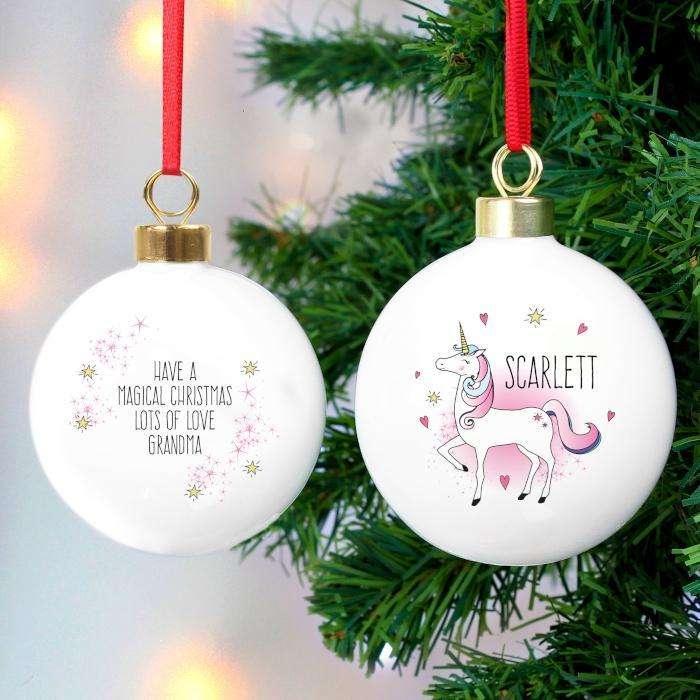 Personalised Unicorn Bauble - Myhappymoments.co.uk