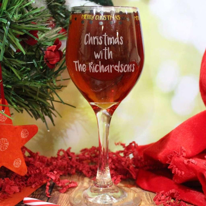 Personalised Merry Christmas Wine Glass - Myhappymoments.co.uk
