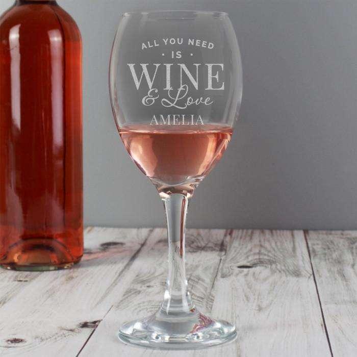 Personalised 'All You Need is Wine' Wine Glass - Myhappymoments.co.uk