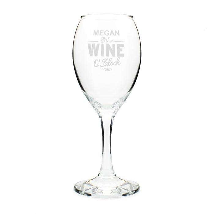 Personalised Wine O'Clock Engraved Wine Glass - Myhappymoments.co.uk