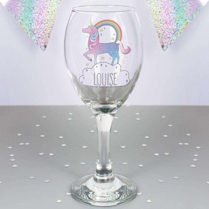 Personalised Unicorn Wine Glass - Myhappymoments.co.uk