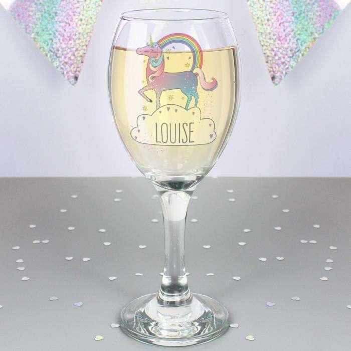 Personalised Unicorn Wine Glass - Myhappymoments.co.uk