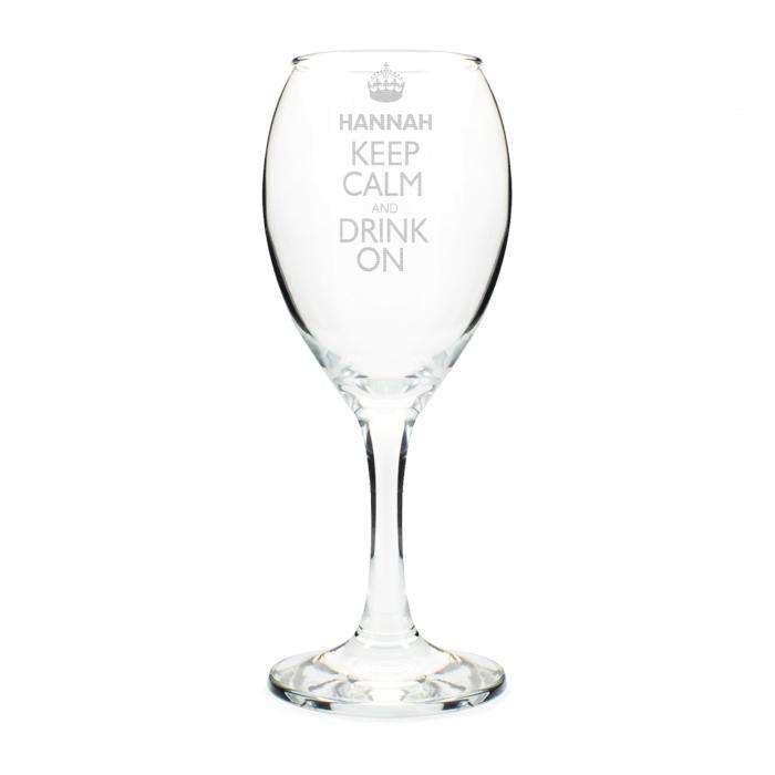 Personalised Keep Calm Engraved Wine Glass - Myhappymoments.co.uk