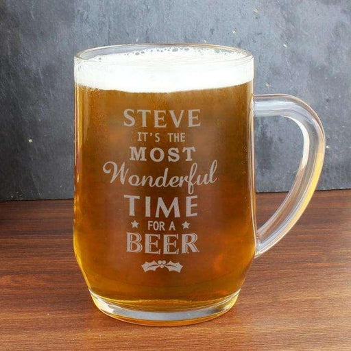 Personalised Most Wonderful Time For A Beer Glass Tankard - Myhappymoments.co.uk