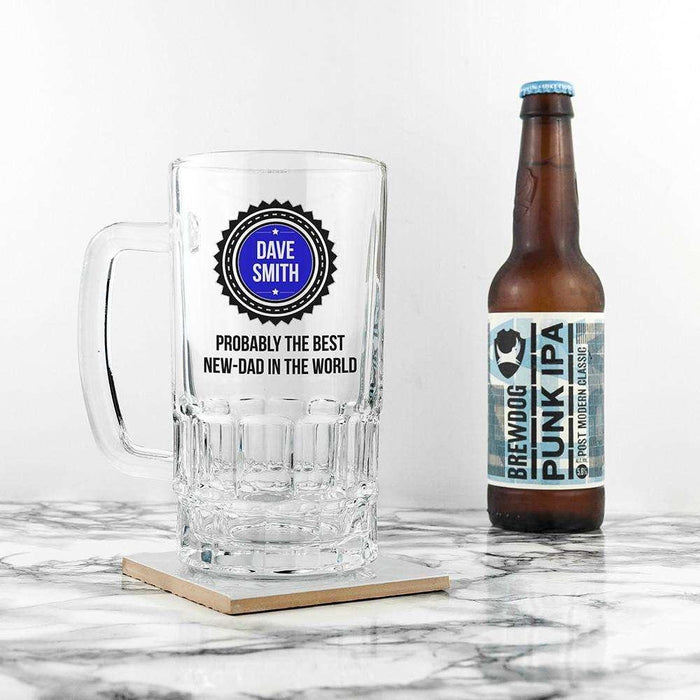 Probably The Best New Dad In The World Glass Tankard - Myhappymoments.co.uk
