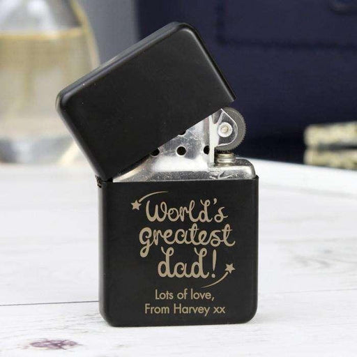 Personalised 'World's Greatest Dad' Black Lighter - Myhappymoments.co.uk