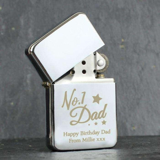 Personalised 'No.1 Dad' Silver Lighter - Myhappymoments.co.uk