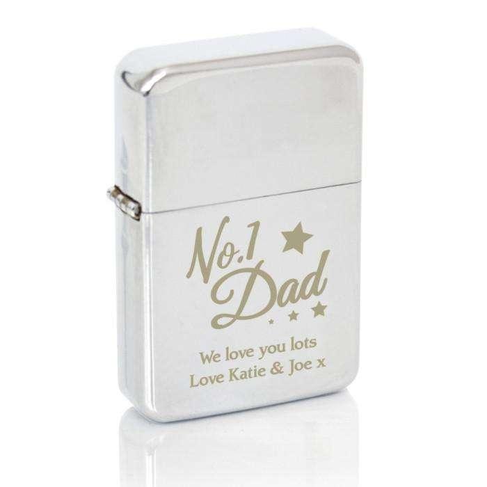 Personalised 'No.1 Dad' Silver Lighter - Myhappymoments.co.uk