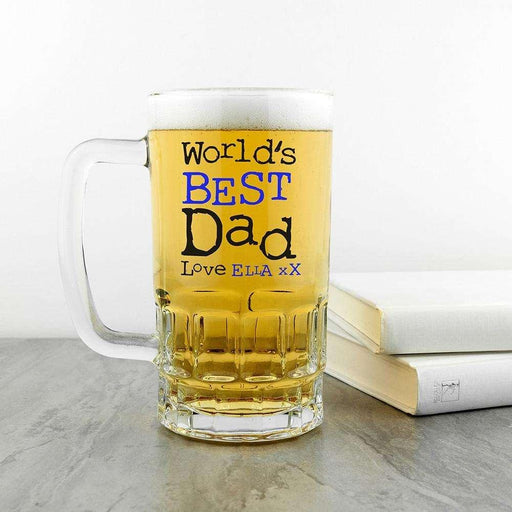 Personalised World’s Best Dad Beer Glass Tankard - Myhappymoments.co.uk