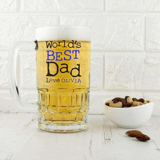 Personalised World’s Best Dad Beer Glass Tankard - Myhappymoments.co.uk