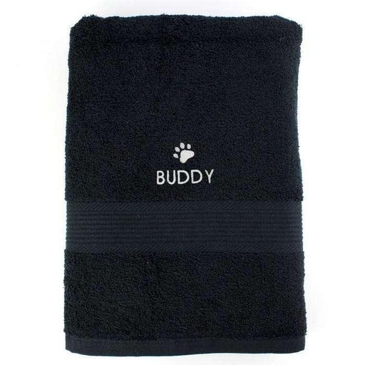 Personalised Pet Paw Black Bath Towel - Myhappymoments.co.uk