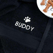 Personalised Pet Paw Black Bath Towel - Myhappymoments.co.uk